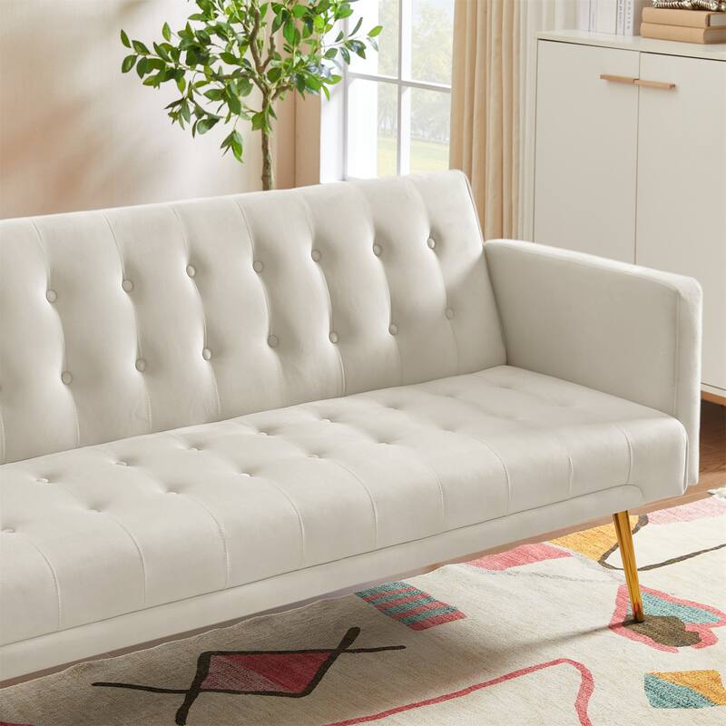 70.07" Modern Velvet Futon Sofa Bed, Convertible 3 Adjustable Couch